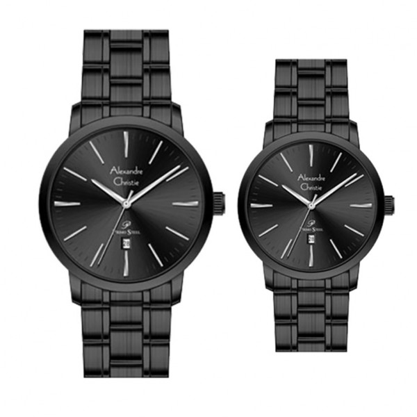 Alexandre Christie AC 1028 Full Black Steel Couple